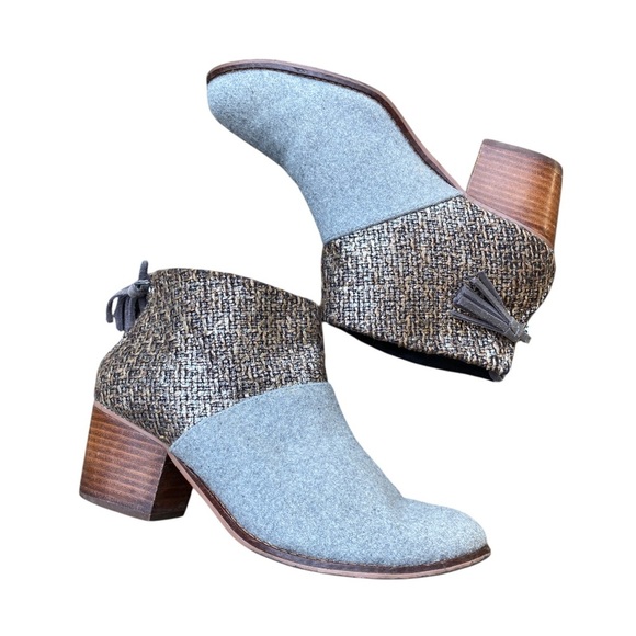 Toms Gray and Brown Heeled Boots - Picture 1 of 7